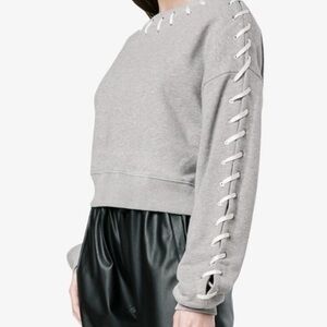 Jonathan simkhai Gray Lace-Up cutout Sweatshirt pullover med urban chic ssense